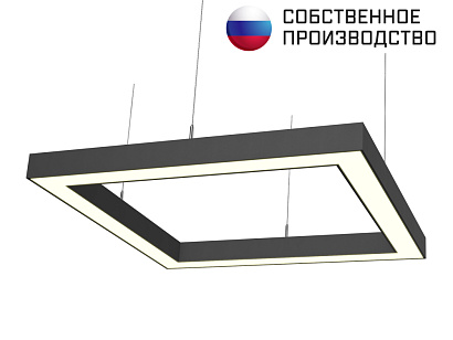 Светильник квадратный подвесной 550х550х50 3000K 72W Черный